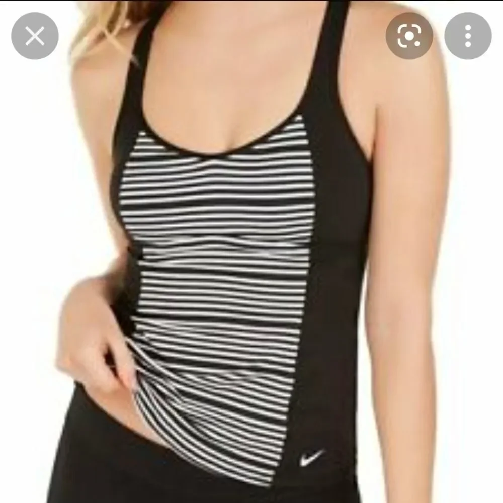 Nike Women's 6:1 Stripe Tankini  logo black bottoms Xlarge 2 piece set